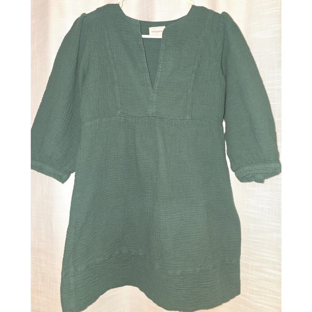 Honorine Coco Dress lagoon/green shade mini dress 100% cotton gauze XS